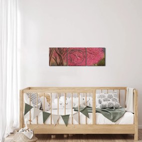 Tablou cu copaci înfloriți (cu ceas) (90x30 cm)