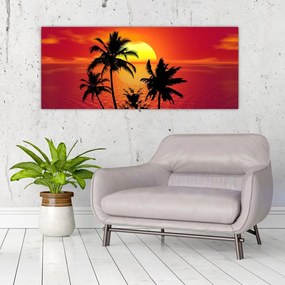 Tablou - Silueta insulei cu palmieri (120x50 cm)