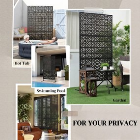 Outsunny Panou despărțitor decorativ pentru intimitate exterior Claustra decorativă pentru grădină 3 panouri cu model geometric Oțel 92x40x192cm Negru | Aosom Romania