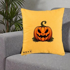 Perna Decorativa Halloween Jack-o'-Lantern Infricosator, 40x40 cm, Galben, Husa Detasabila, Perna Inclusa, BEKZ®