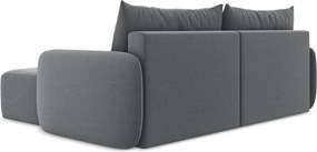 Colțar gri extensibil/cu spațiu de depozitare cu tapițerie din catifea (cu colț pe partea dreaptă/cu șezlong) Kalena – Makamii