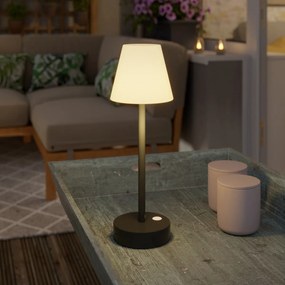 Lampă de masă gri închis incluzând LED reîncărcabil cu dimmer tactil - Renata