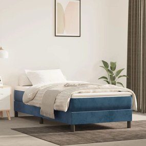 Cadru de pat box spring, albastru închis, 90x190 cm, catifea