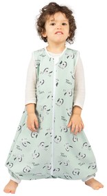 Sac de dormit cu picioare din bumbac flausat 18-36 luni Kidizi Zebra Mint, 1 tog, mansete transformabile in sosete,model ajustabil