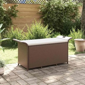 vidaXL Bancă de grădină cu pernă, maro, 116x46x57 cm, poliratan