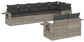 3252759 vidaXL Set mobilier de grădină cu perne, 8 piese gri deschis poliratan