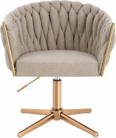 HR750CROSS Scaun Latte Boucle cu Bază Aurie