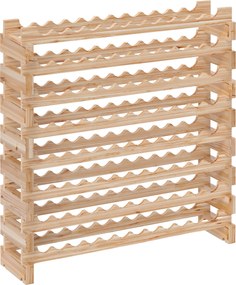 HOMCOM Raft din Lemn de Molid, Dulap pentru 96 Sticle cu 8 Rafturi, Greutate Maximă 100 kg, 114x28x113,5 cm, Lemn Natural | Aosom Romania