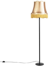 Lampă de podea retro neagră cu abajur auriu în stil bunicuță 45 cm - Simplo