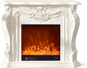 Șemineu electric cu efect LED realist cu 12 culori, Comodă TV, design elegant, control vocal și telecomandă, fără încălzire, 120 cm, Alb