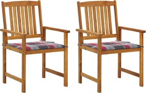 vidaXL Scaune de grădină cu perne, 2 buc., lemn masiv de acacia