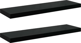 vidaXL Rafturi de perete 2 buc., negru extralucios, 80x23,5x3,8 cm MDF