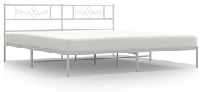 355322 vidaXL Cadru de pat metalic cu tăblie, alb, 193x203 cm