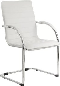Scaun vizitator ELEGANCE, cadru cromat, piele ecologica, Alb