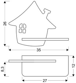 Aplică LED cu raft pentru copii HOUSE LED/4W/230V verde/lemn