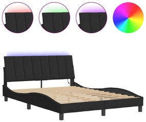 3213777 vidaXL Cadru de pat cu lumini LED, negru, 140x190 cm, catifea