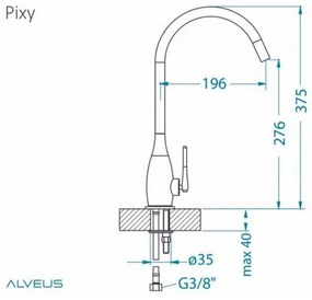 Baterie pentru chiuveta bucatarie crom Alveus Pixy