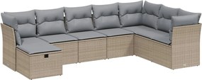 vidaXL Set canapele de grădină, 8 piese, cu perne, bej, poliratan