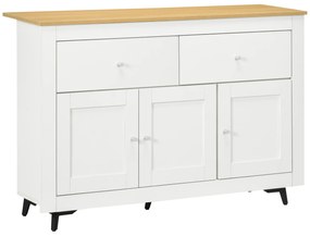 HOMCOM Bufet din lemn cu 2 sertare și 2 dulapuri, 117x35x80 cm, alb și culoare lemn | Aosom Romania