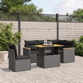 3273078 vidaXL Set mobilier de grădină cu perne, 6 piese, negru, poliratan