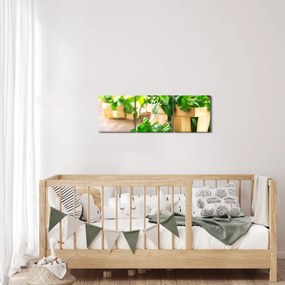 Tablou cu menta proaspătă (cu ceas) (90x30 cm)