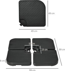 Outsunny Bază pentru Umbrelă de Gradină, 100x100x8 cm, Negru | Aosom Romania