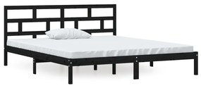 3101197 vidaXL Cadru de pat dublu, negru, 135x190 cm, lemn masiv