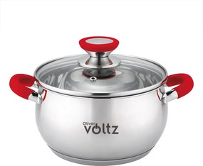 La mâna a doua: Oala Oliver Voltz OV51210N18, 18 cm, 2,5 l, Inductie, Manere silicon rosii, Inox/Roşu