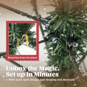 HOMCOM Brad de Crăciun Înzăpezit Înalt 180 cm cu 910 Ramuri, Brad Artificial de Interior cu Conuri Decorative, Bază Metalică Pliabilă, Verde | Aosom Romania