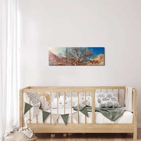 Tablou cu cu copac în deșert (cu ceas) (90x30 cm)