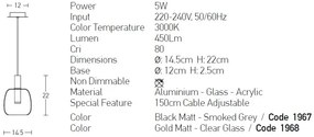 Pendul LED design modern Panil auriu