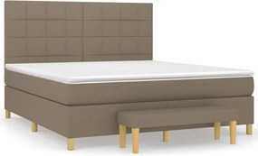 vidaXL Pat box spring cu saltea, gri taupe, 160x200 cm material textil