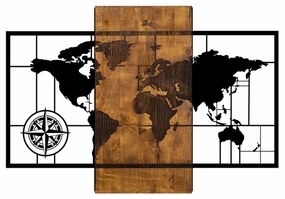 Accesoriu decorativ de perete din lemn World Map with Compass