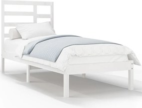 vidaXL Cadru de pat, alb, 90x200 cm, lemn masiv