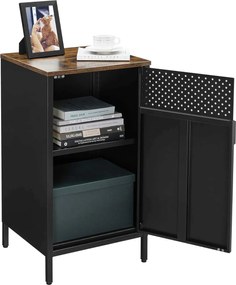 Comoda cu 1 usa Industrial, Songmics, 42.5 x 40 x 76 cm, PAL/otel, negru