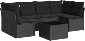vidaXL Set canapele de grădină cu perne, 7 piese, negru, poliratan