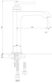 Baterie de lavoar OMNIRES AM5212CR ARMANCE 26 cm crom lucios