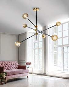 Lustra moderna cu 6 surse de lumina SOLEN 6 BK/GO