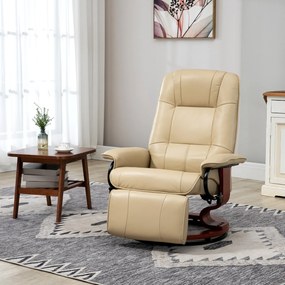 HOMCOM Relaxsessel, reglabil, funcție de întindere, până la 120 kg, piele ecologică, 78 x 87 x 100 cm, Crem | Aosom Romania
