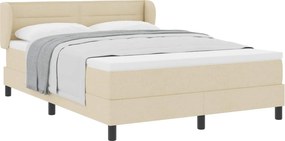 vidaXL Pat cu arcuri cu saltea cu headboard Crem 140 x 190 cm țesătură