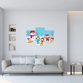Tablou - Bucurii de iarnă pentru copii (90x60 cm)