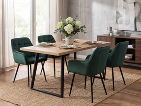 Fotoliu de sufragerie MARLEN VELVET verde inchis cu picioare negre