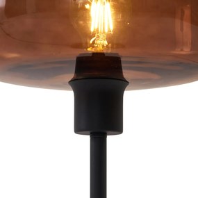 Lampă de masă retro neagră cu sticlă bronz - Bizle