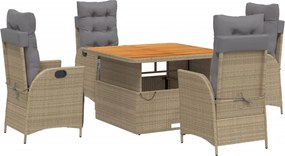 vidaXL Set mobilier de grădină cu perne, 5 piese, bej, poliratan