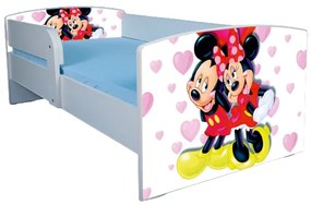 Patut cu personajele Mickey si Minnie Copii 2-8 ani varianta cu sertar si saltea 140x70 - PTV1854