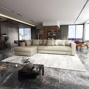 Colțar extensibil dumonde cu ladă de depozitare si sezut confortabil din spuma high-density, Gloria Enjoy Camel 320x183 cm