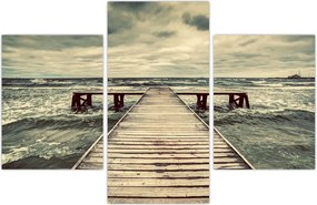 Tablou cu dig din lemn la mare (90x60 cm)