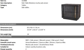 Masuta laterala design LUX Modesto cafeniu 113408 HZ