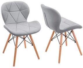 Scaune de sufragerie 4buc din piele, Light Grey