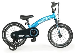 QPlay - Bicicletă copii 14" MINIBY 3în1 albastru